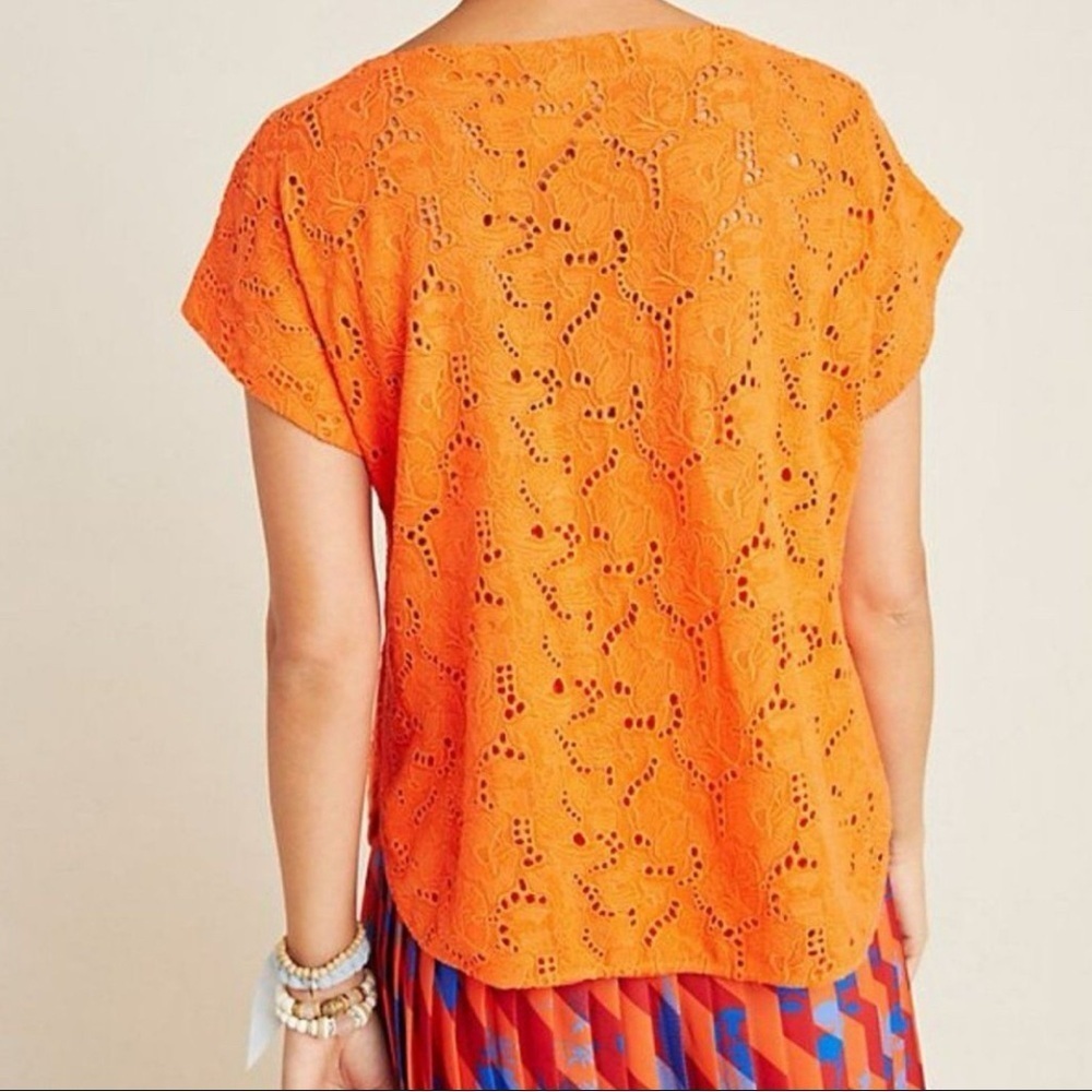 Maeve x Anthropologie Beaded Lace Short Sleeve Top Size 2 - Picture 4 of 10